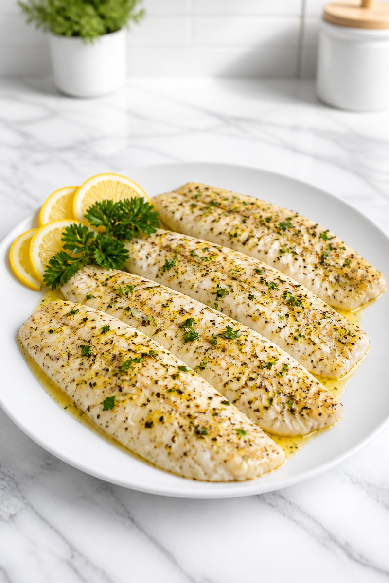 Lemon Pepper Baked Flounder Fillet