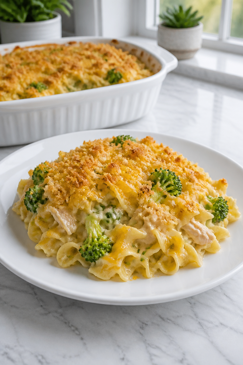 Homemade Tuna Casserole with Broccoli and Cheese
