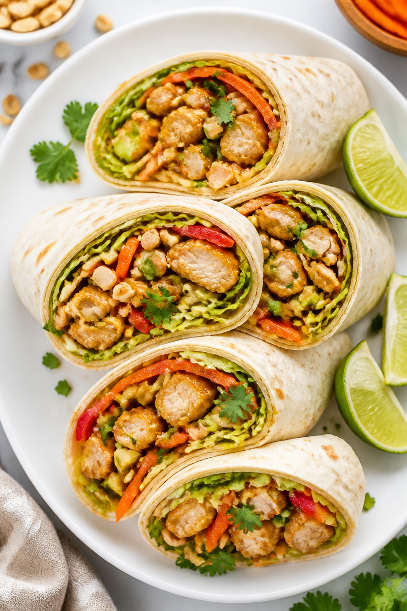 Sweet and Spicy Thai Peanut Chicken Wrap