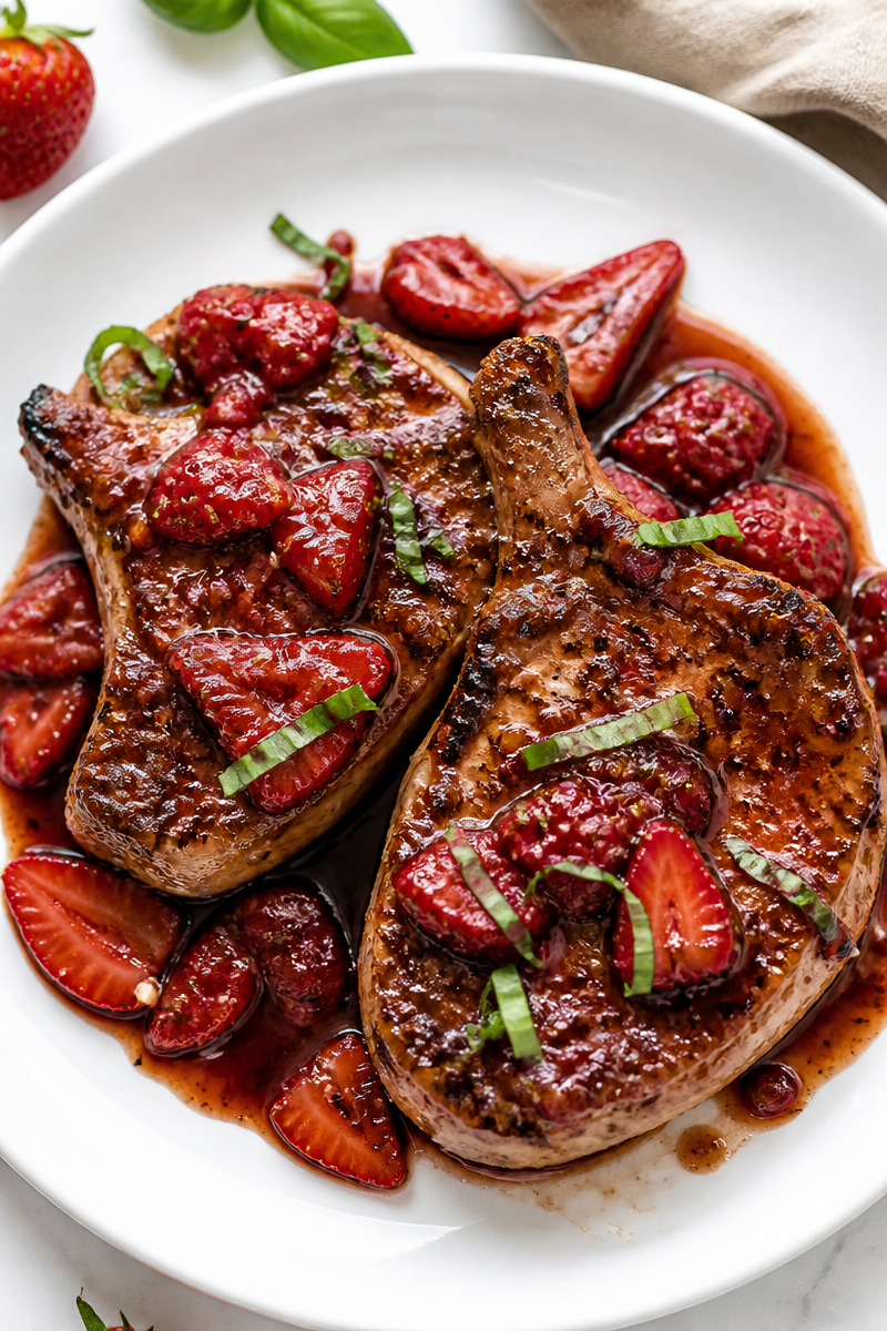 Strawberry Balsamic Glazed Pork Chop