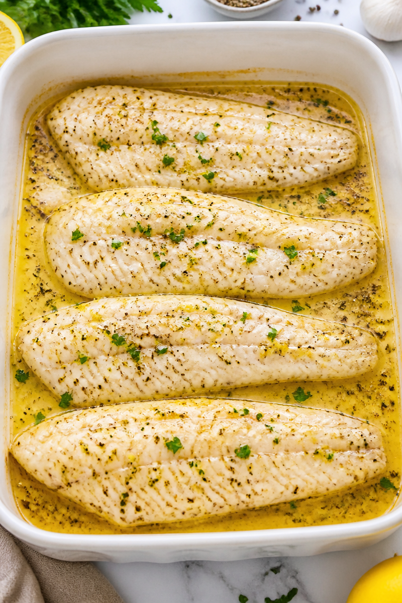 Lemon Pepper Baked Flounder Fillet