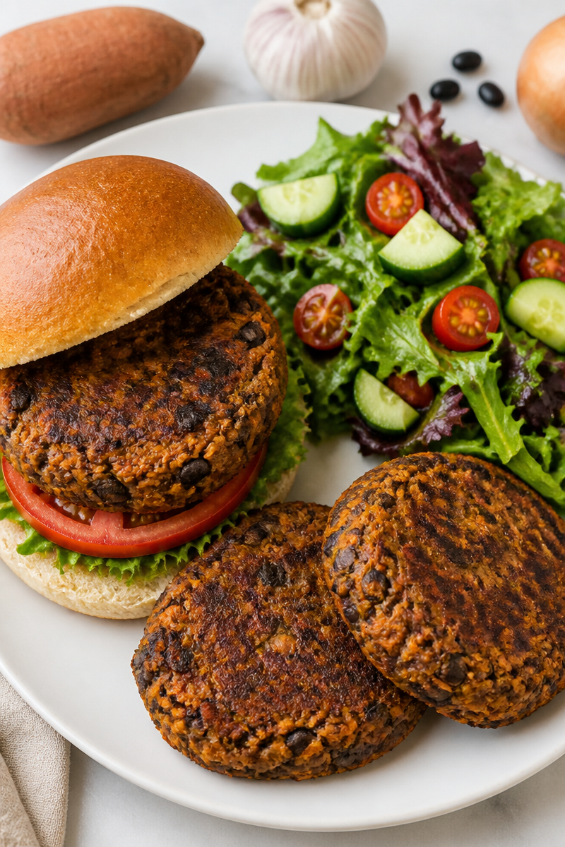 Spicy Black Bean and Sweet Potato Patty