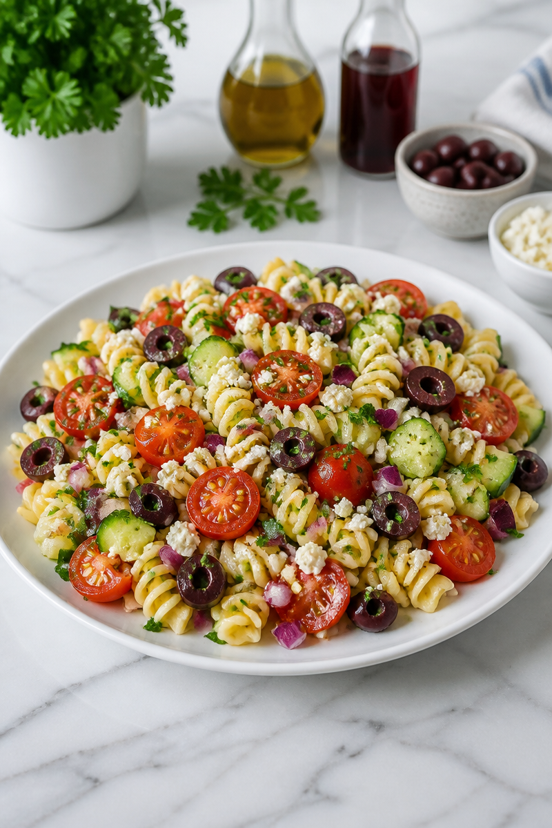Cold Greek Pasta Salad with Kalamata Olive Cold Greek Pasta Salad with Kalamata Olive