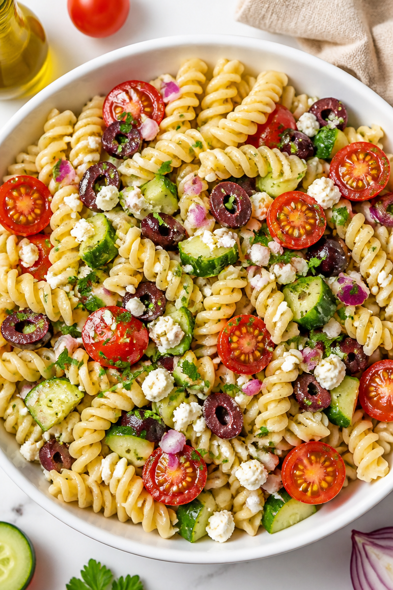 Cold Greek Pasta Salad with Kalamata Olive Cold Greek Pasta Salad with Kalamata Olive