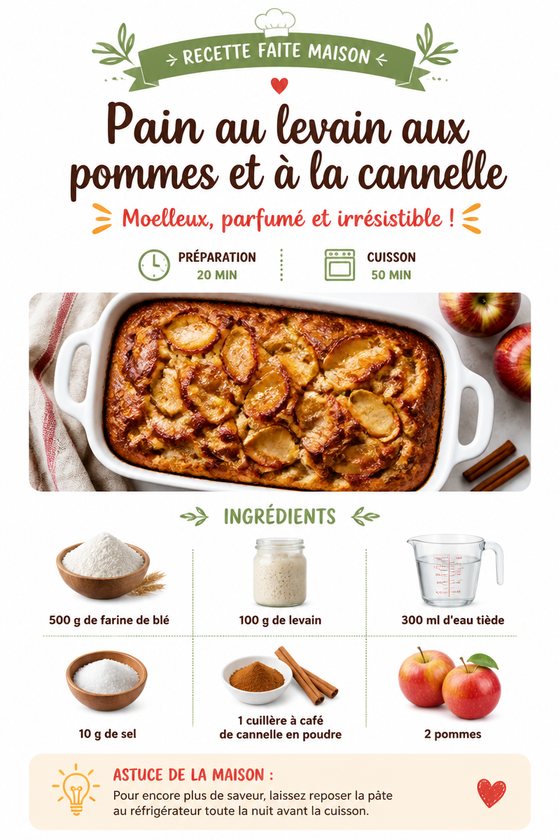 Pain au levain aux pommes et à la cannelle