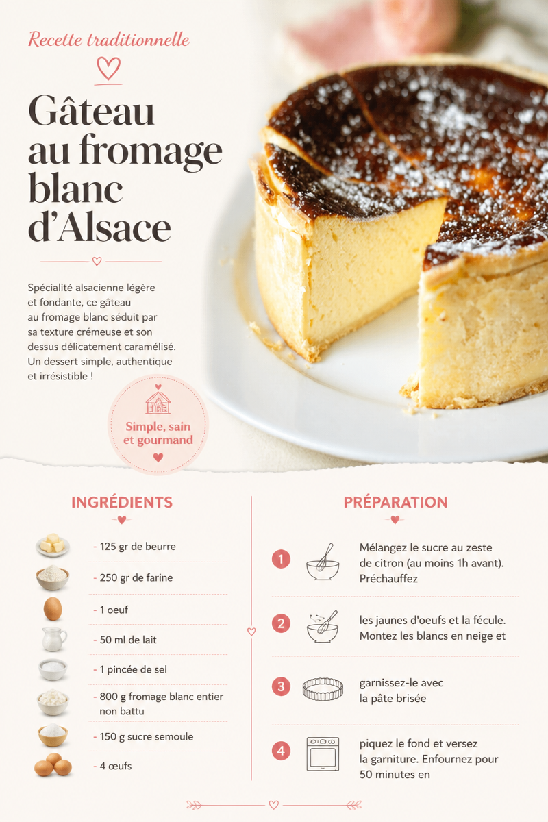 Gâteau au fromage blanc d'Alsace