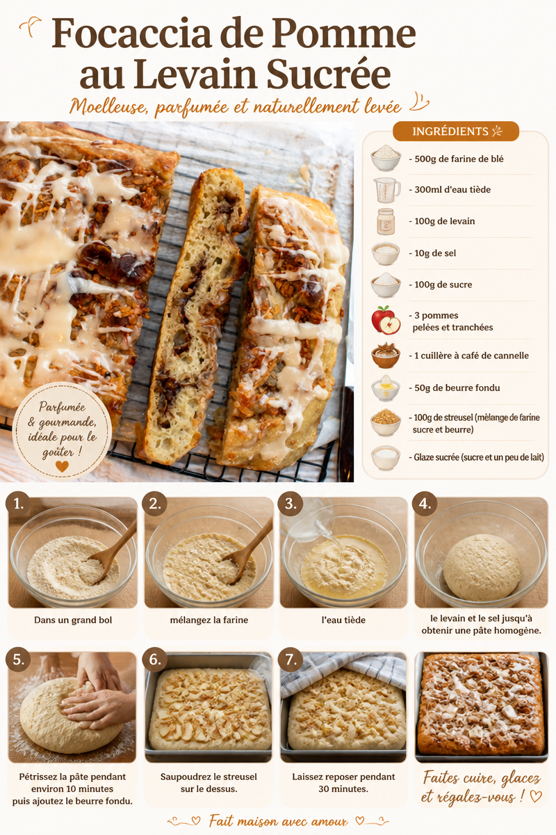 Focaccia de Pomme au Levain Sucré