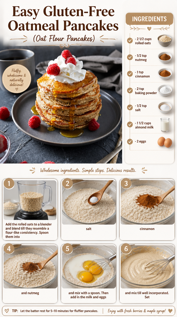 Easy Gluten-Free Oatmeal Pancakes (Oat Flour Pancakes)