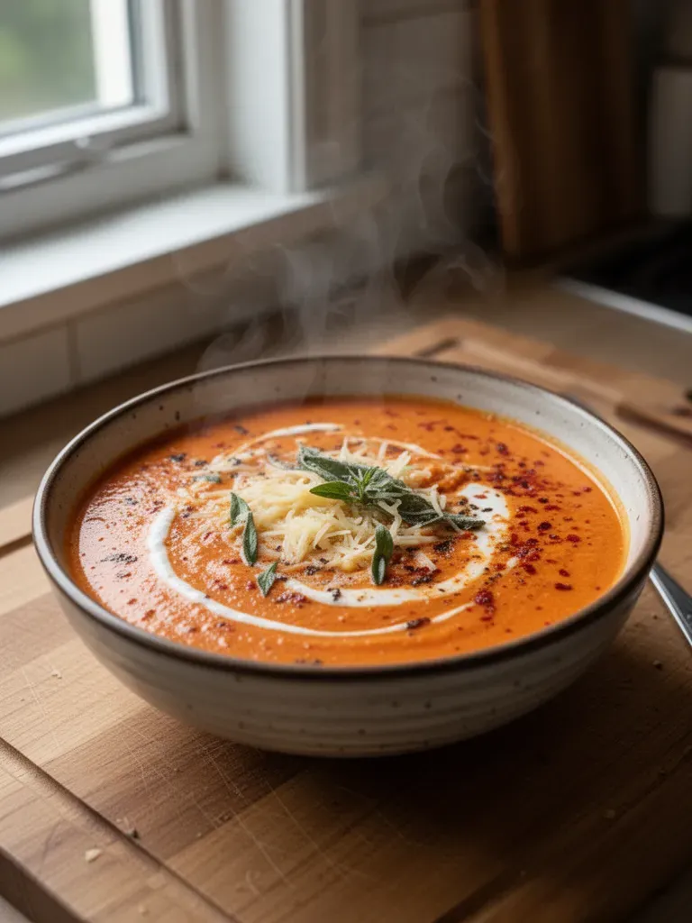 Creamy Roasted Red Pepper Gouda Soup