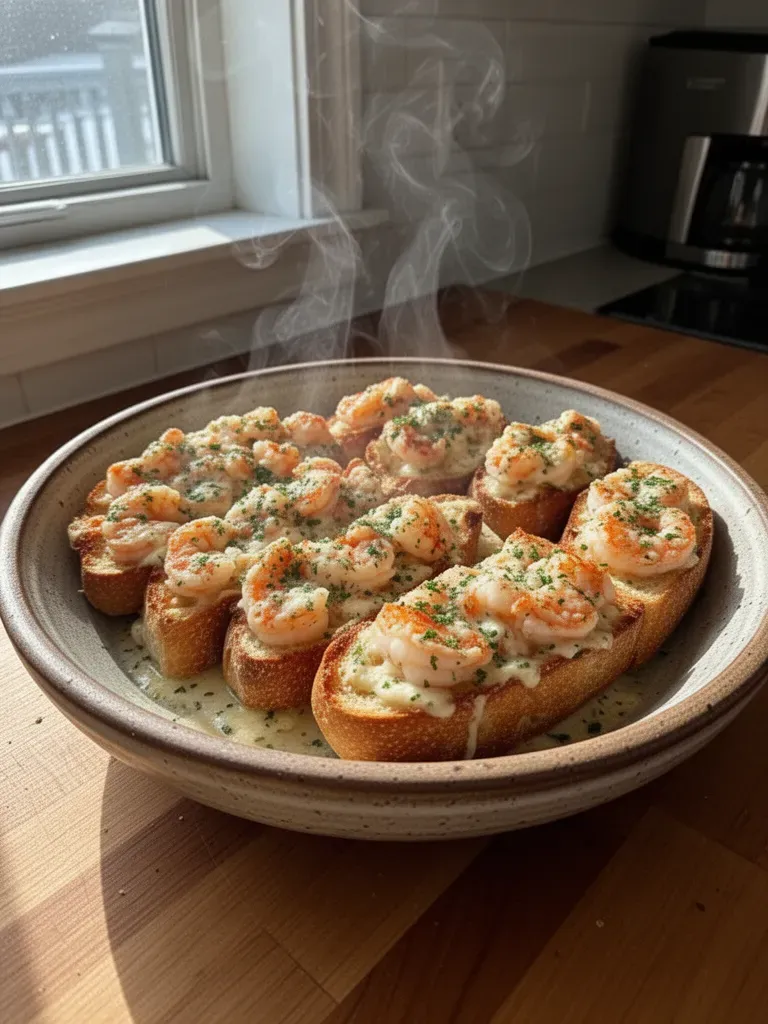 Deliciously Decadent Shrimp Scampi Stuffed Garlic Bread Boats