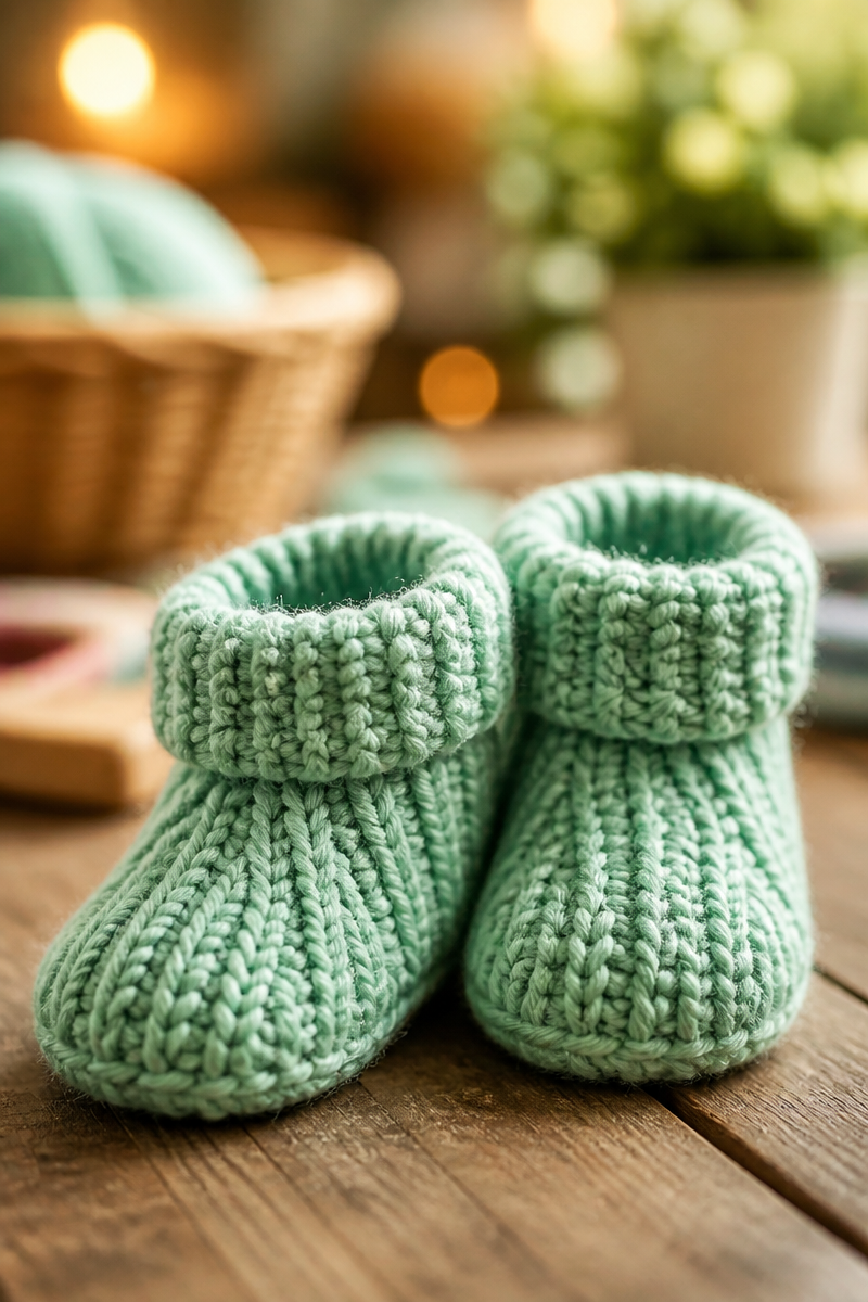 Simple Ribbed Crochet Baby Booties Free Pattern