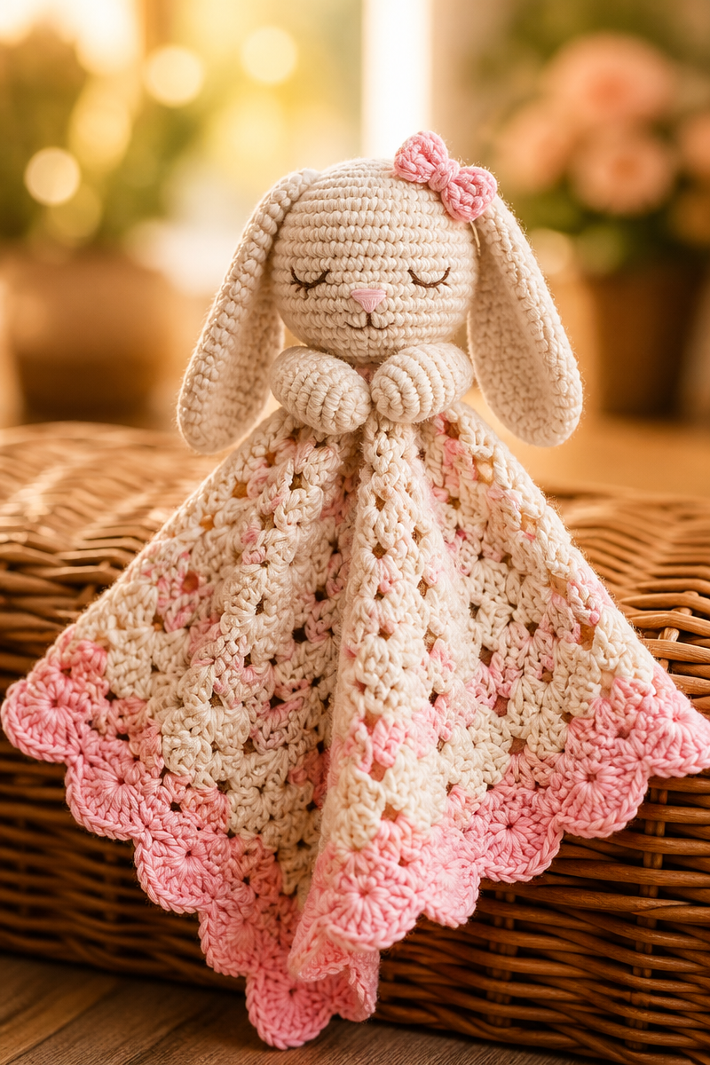 Crochet Snuggly Bunny Lovey Security Blanket Pattern