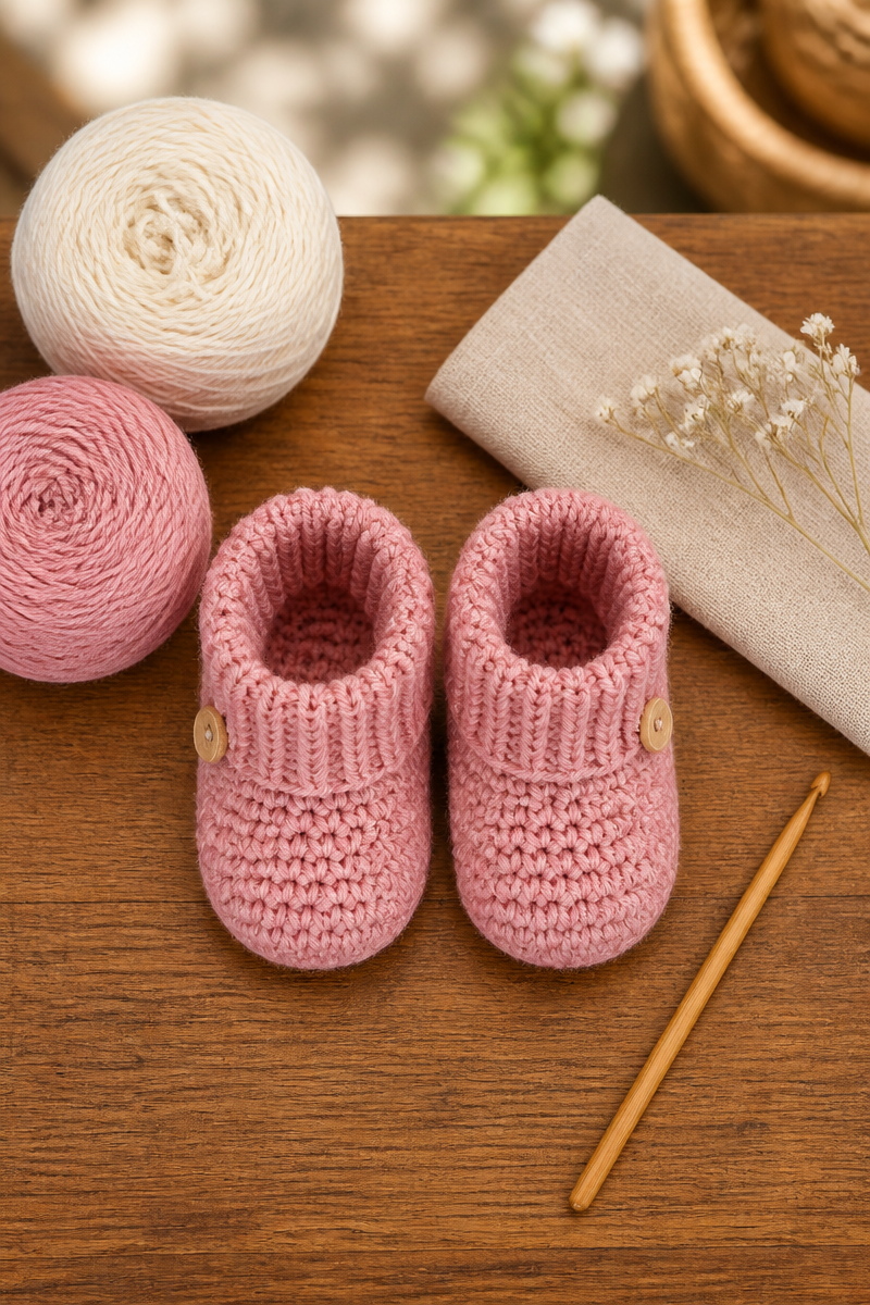 Simple Ribbed Crochet Baby Booties Free Pattern