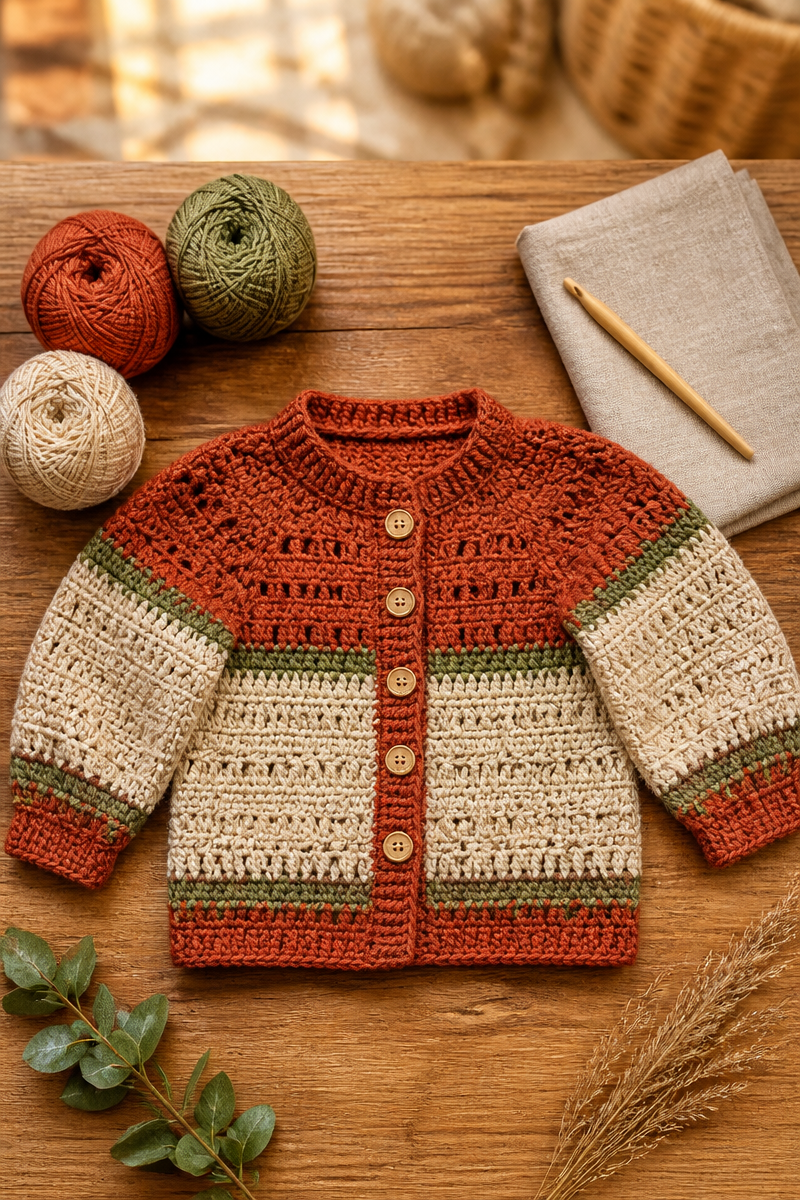 Cozy Fall Crochet Baby Cardigan Sweater Step by Step