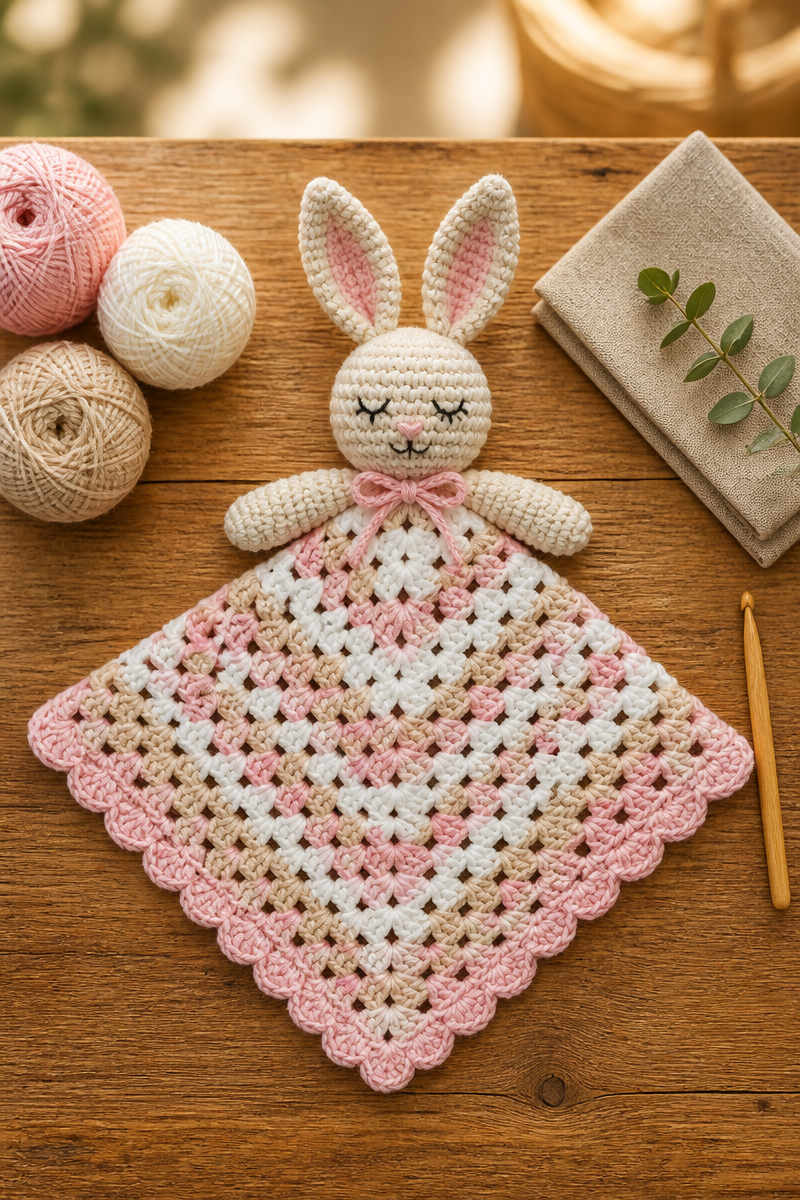 Crochet Snuggly Bunny Lovey Security Blanket Pattern