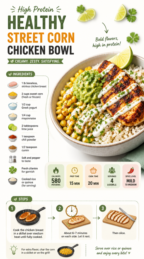 High Protein Healthy Street Corn Chicken Bowl