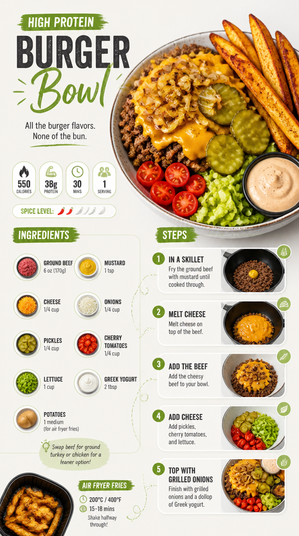 High Protein Burger Bowl