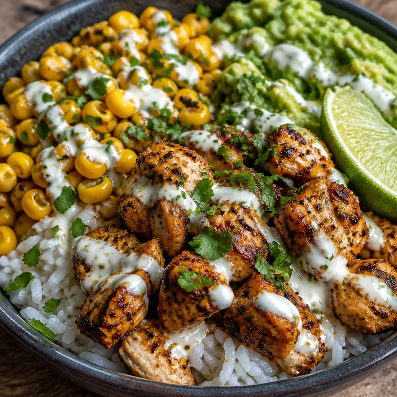 High Protein Healthy Street Corn Chicken Bowl