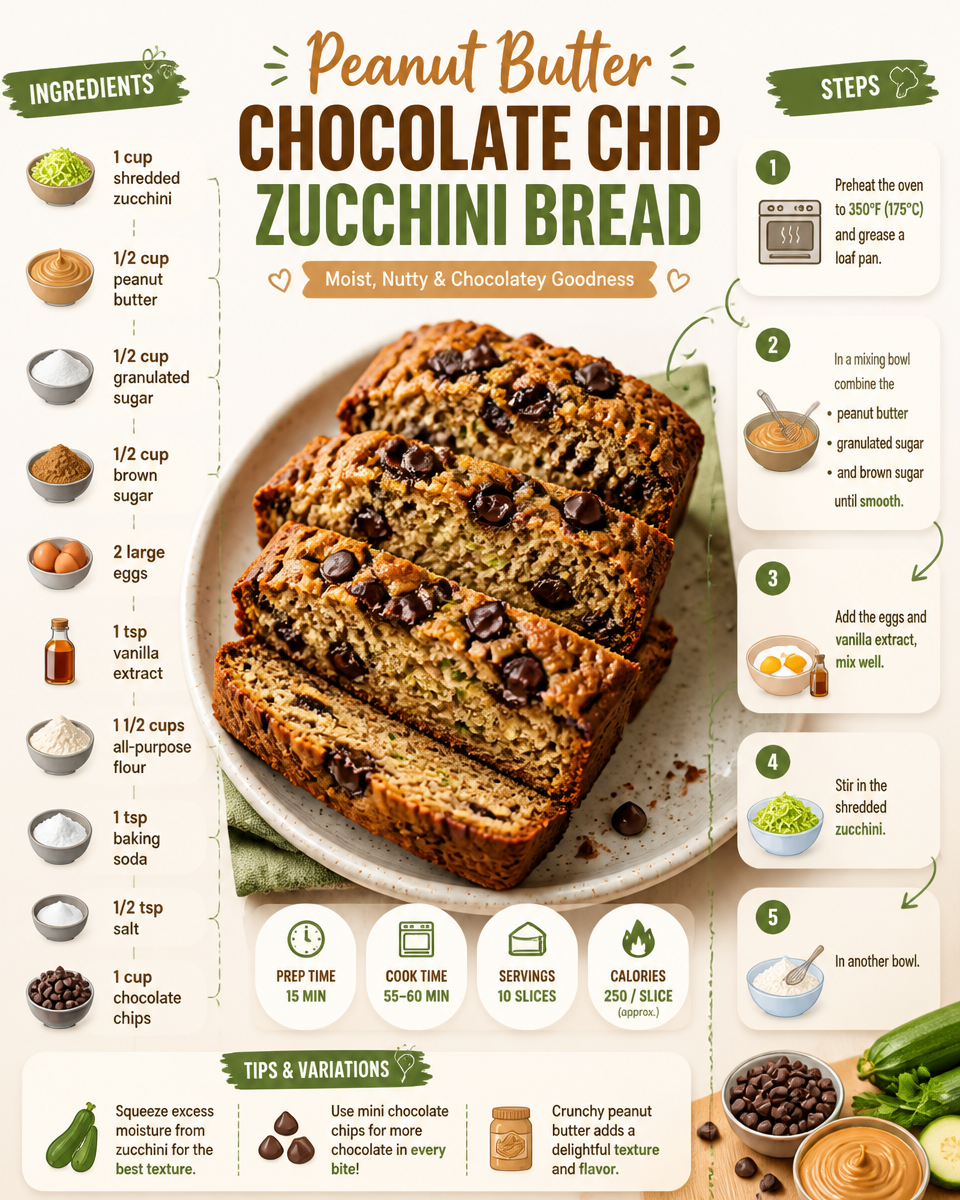 Peanut Butter Chocolate Chip Zucchini Bread