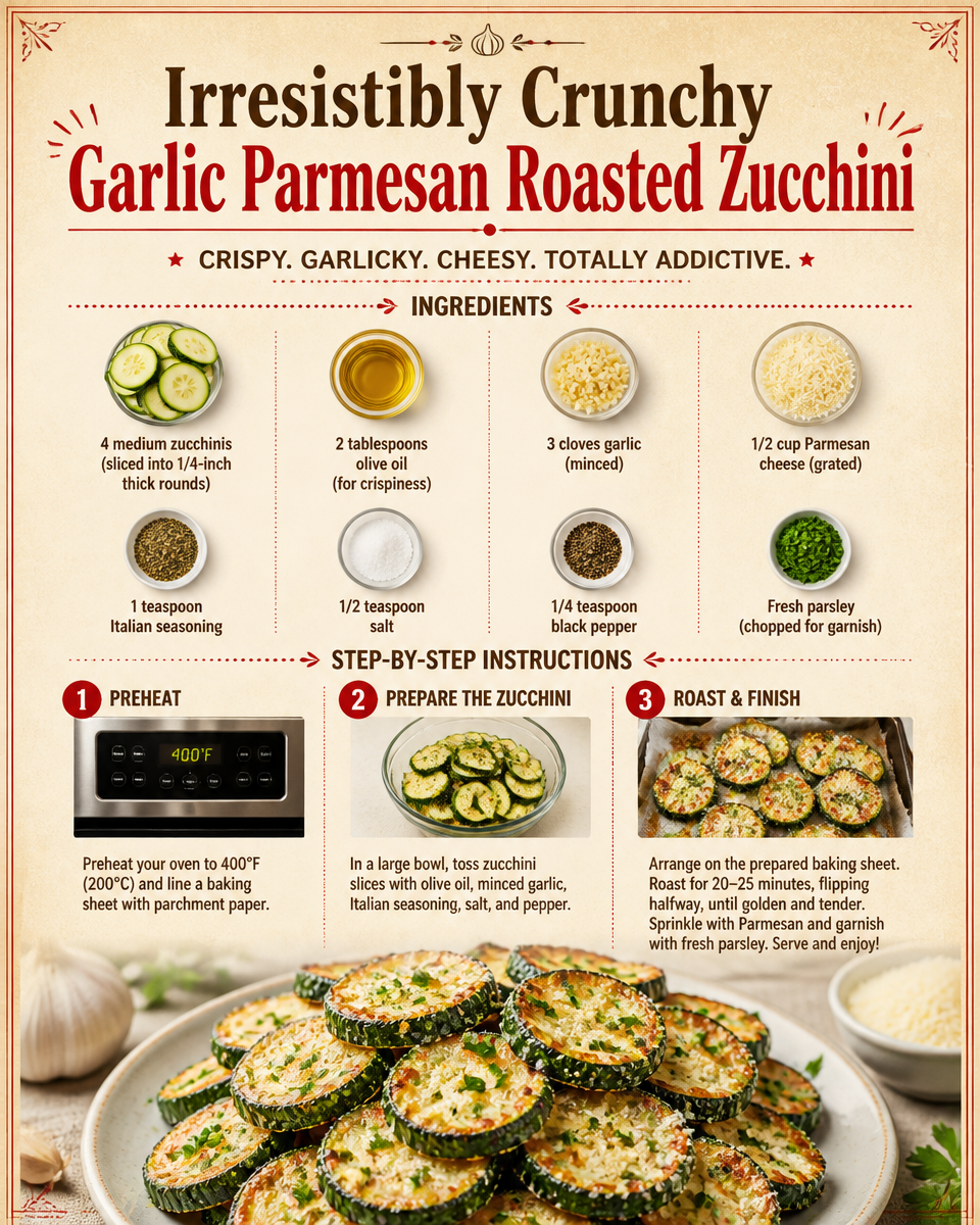 Irresistibly Crunchy Garlic Parmesan Roasted Zucchini