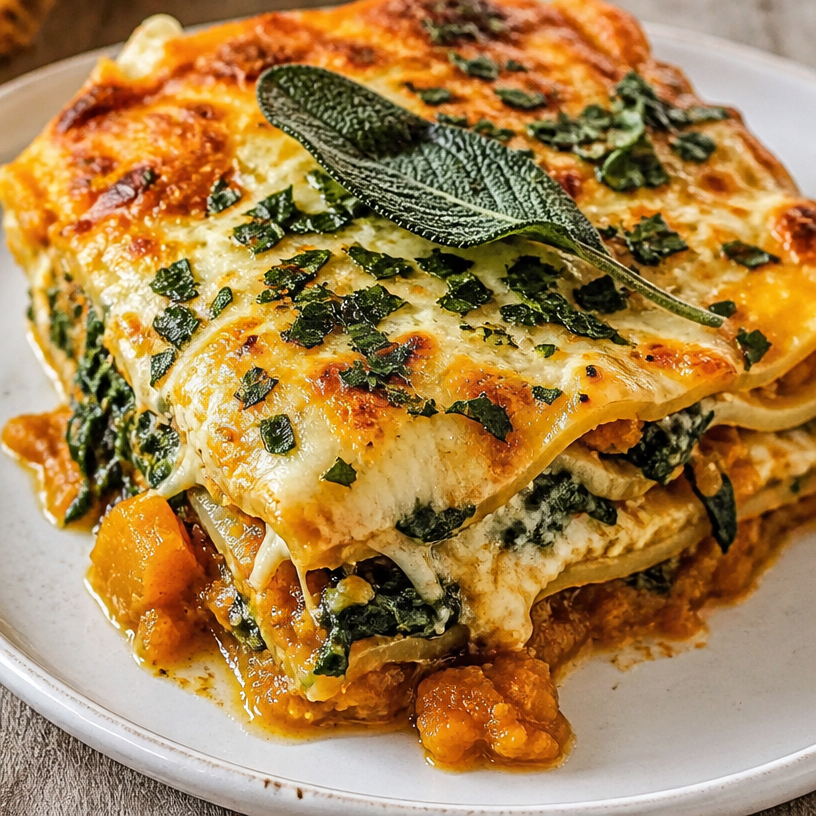 Healthy Pumpkin Spinach Lasagna