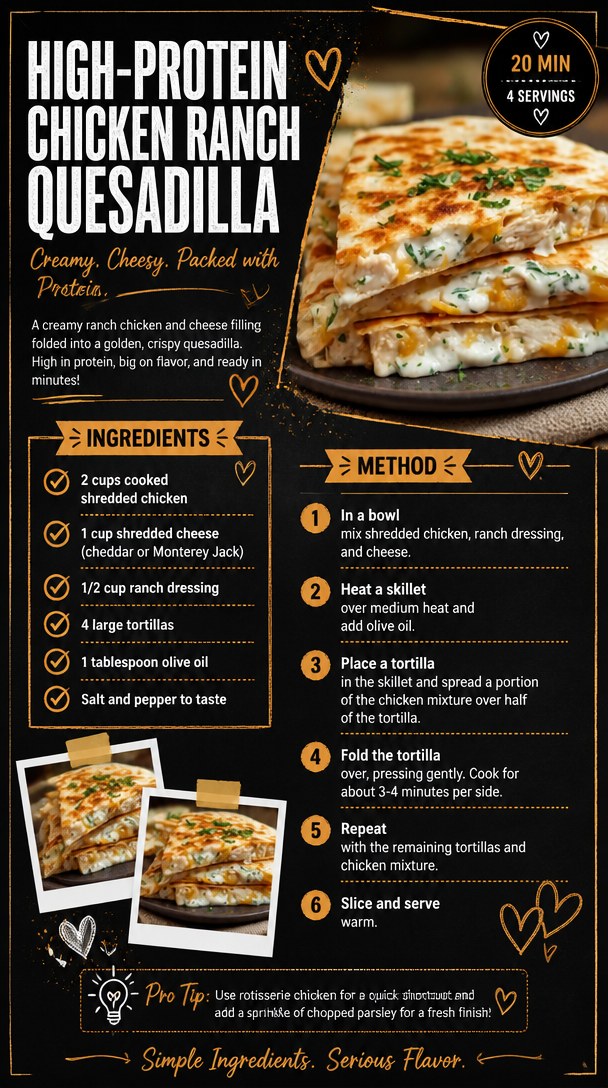 High-Protein Chicken Ranch Quesadilla