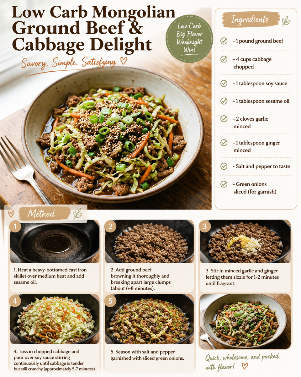 Low Carb Mongolian Ground Beef & Cabbage Delight