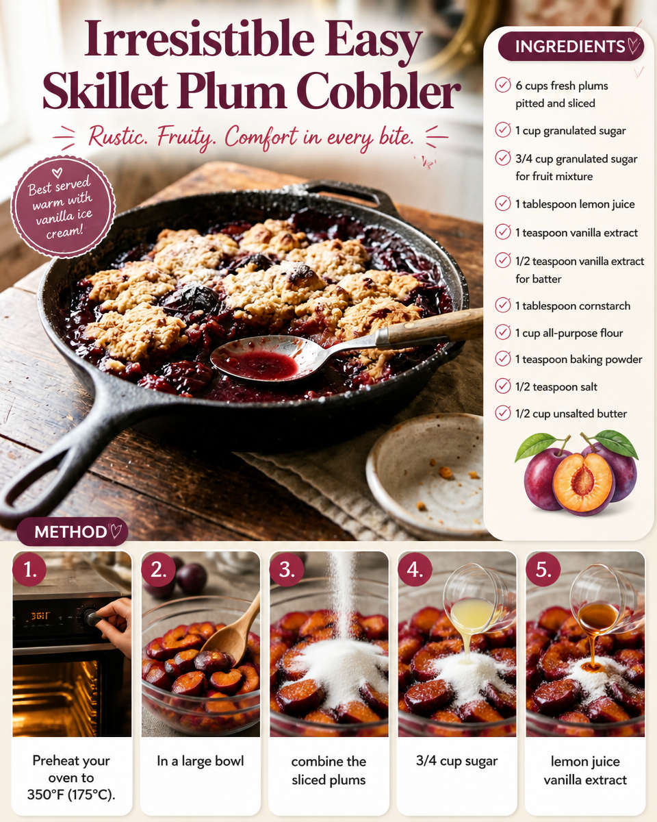 Irresistible Easy Skillet Plum Cobbler