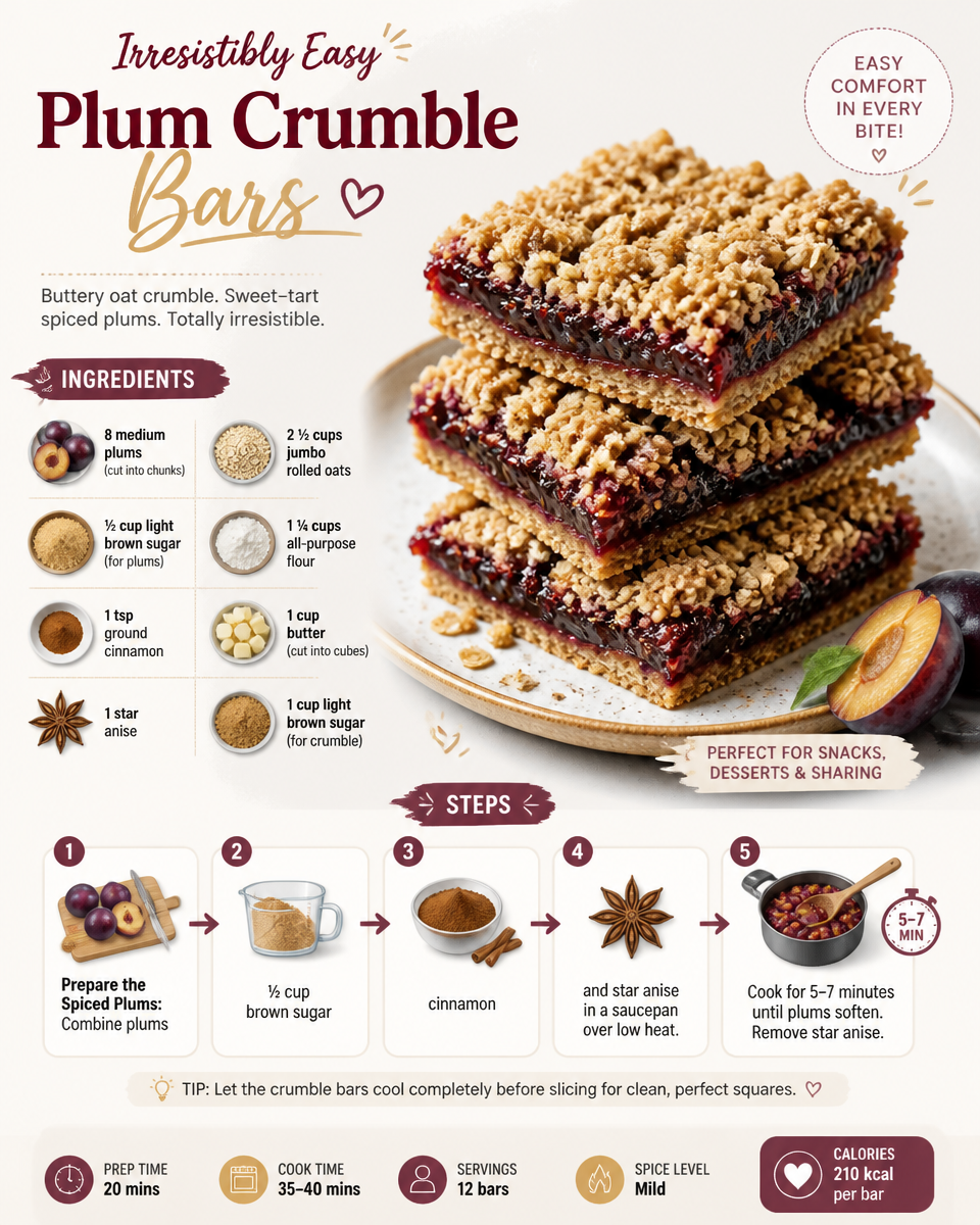 Irresistibly Easy Plum Crumble Bars