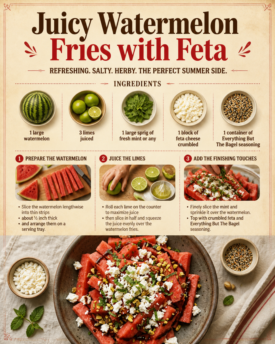 Juicy Watermelon Fries with Feta