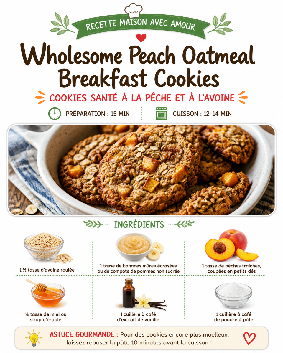Wholesome Peach Oatmeal Breakfast Cookies
