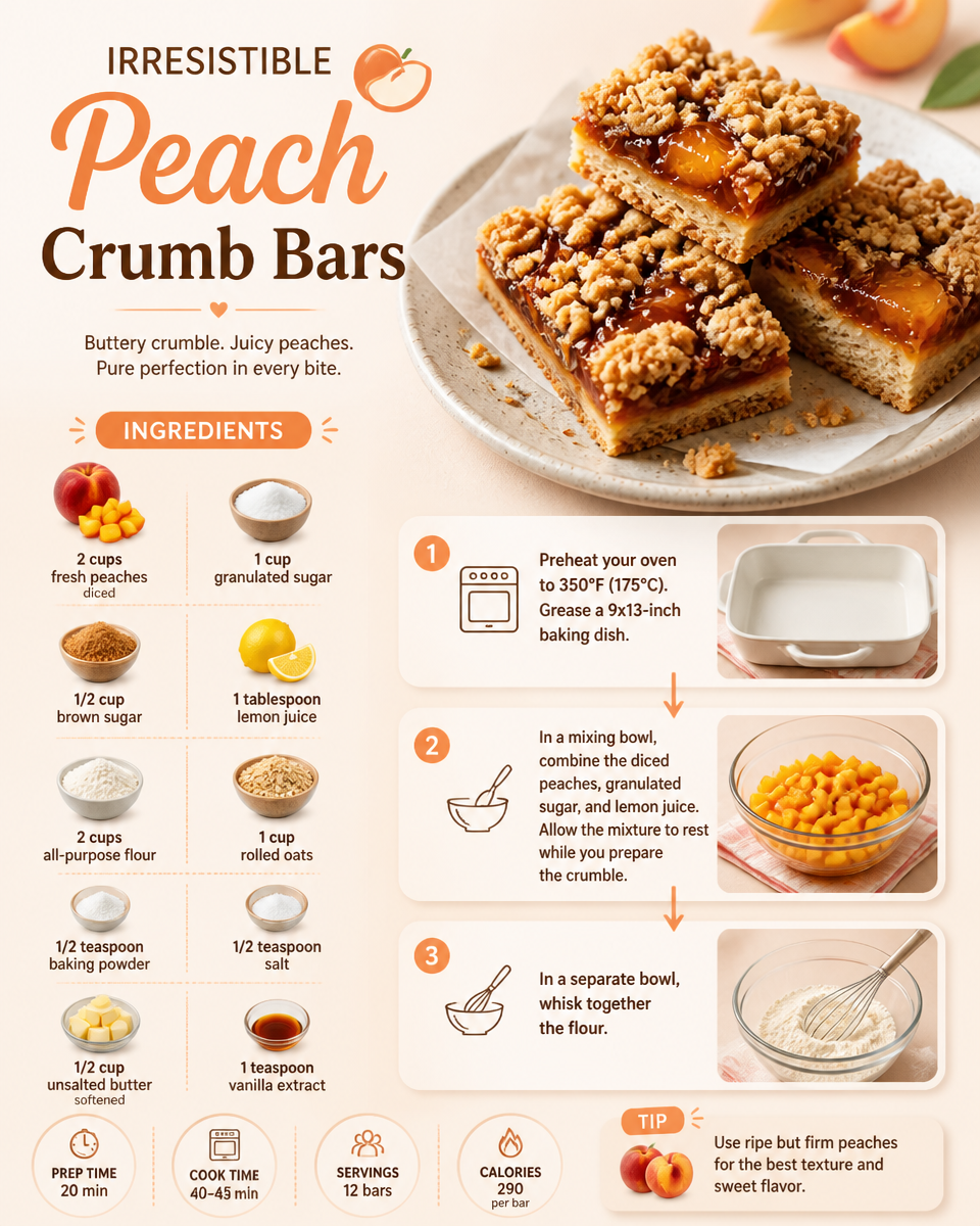 Irresistible Peach Crumb Bars