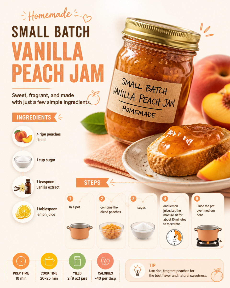 Homemade Small Batch Vanilla Peach Jam