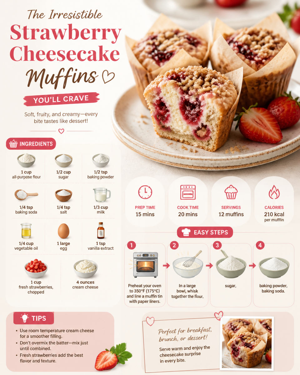 The Irresistible Strawberry Cheesecake Muffins You'll Crave