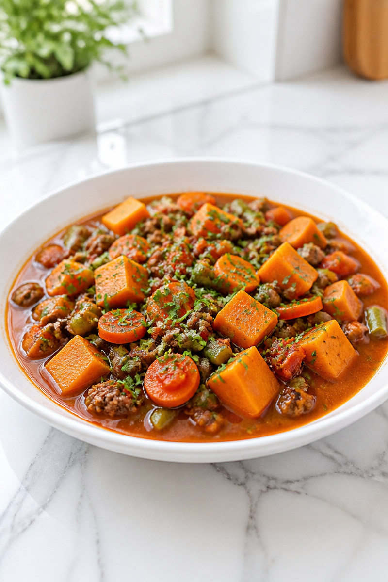 Hearty Minced Beef and Sweet Potato Puchero Soup