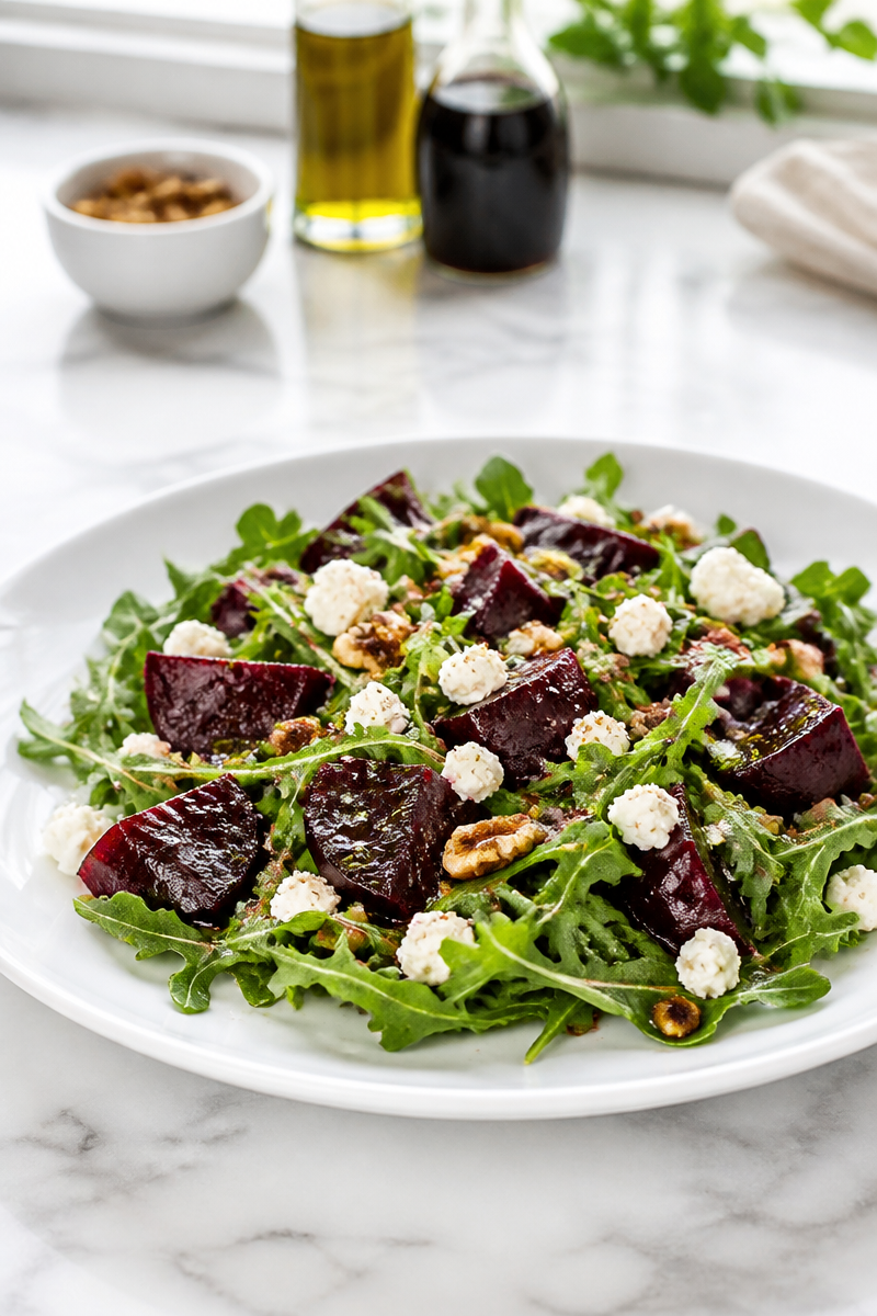 Roasted Beet and Arugula Salad with Goat Cheese
