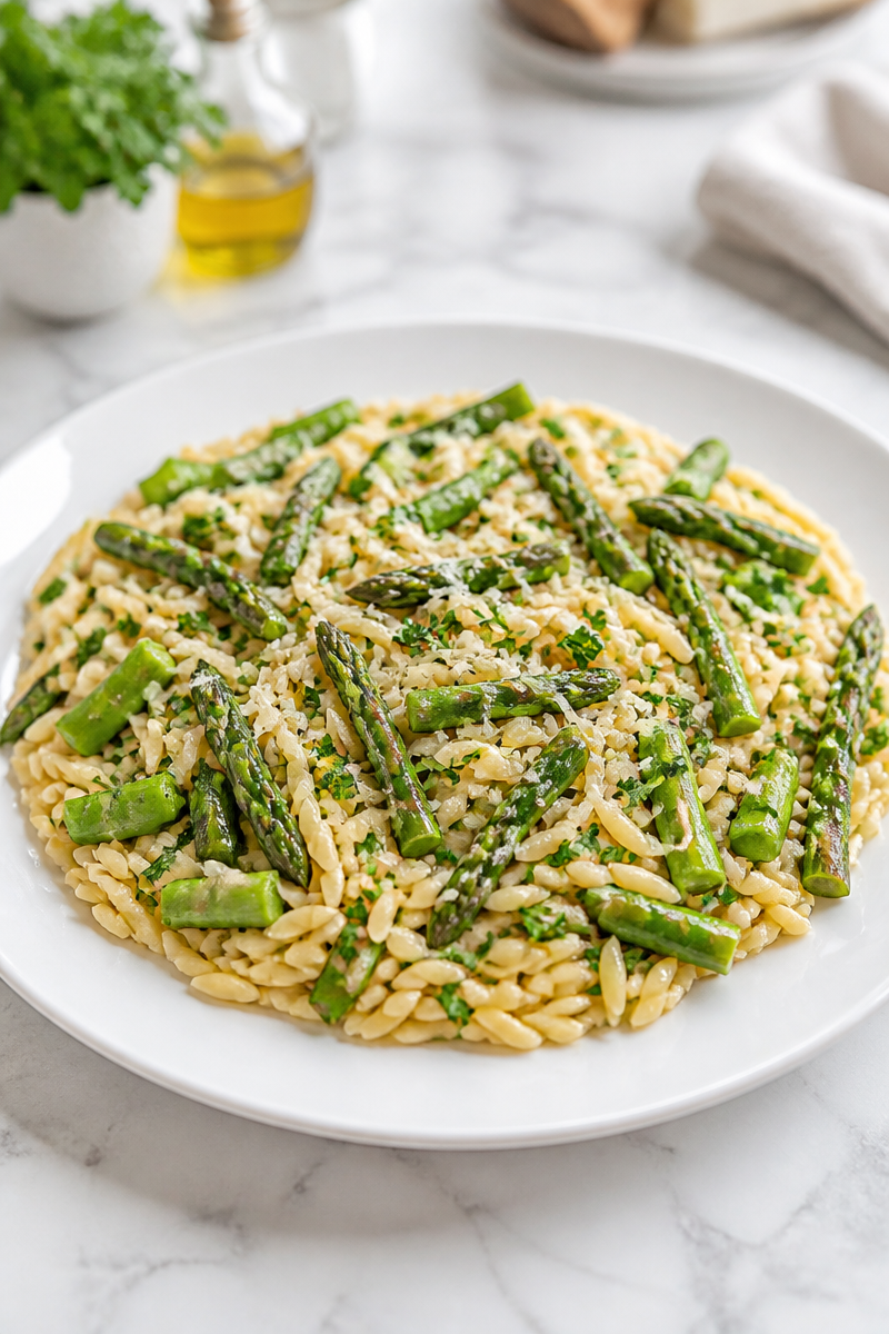 Asparagus and Orzo Salad with Lemon Vinaigrette