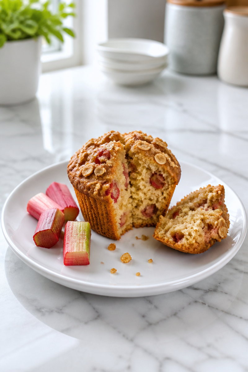 Fresh Rhubarb Muffin with Cinnamon Streusel