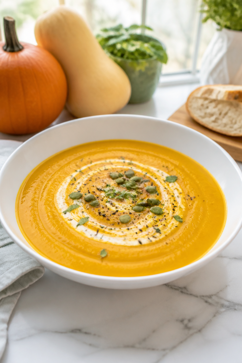 Cozy Pumpkin and Butternut Squash Soup