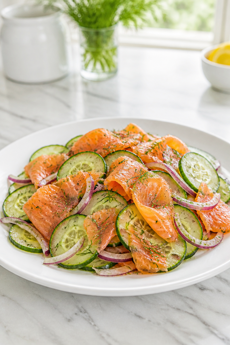 Smoked Salmon and Cucumber Salad with Dill