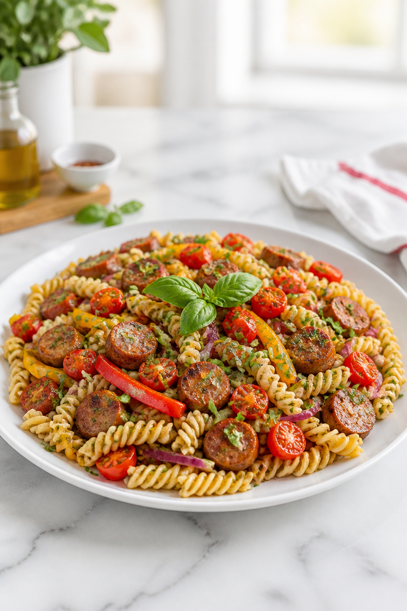 Italian Sausage and Pepper Pasta Salad
