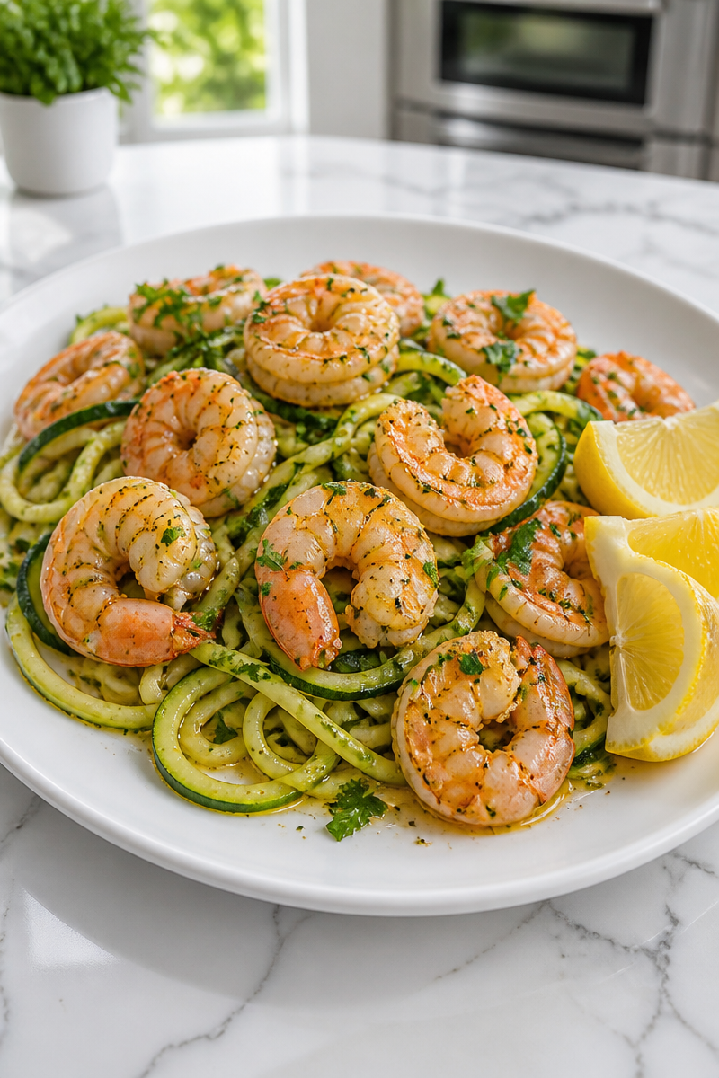 Garlic Butter Shrimp with Zucchini Noodle