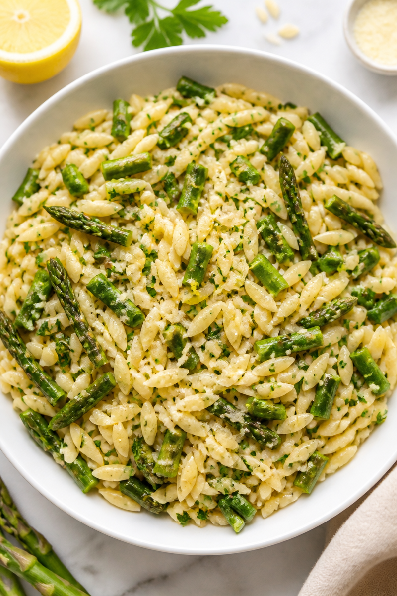 Asparagus and Orzo Salad with Lemon Vinaigrette