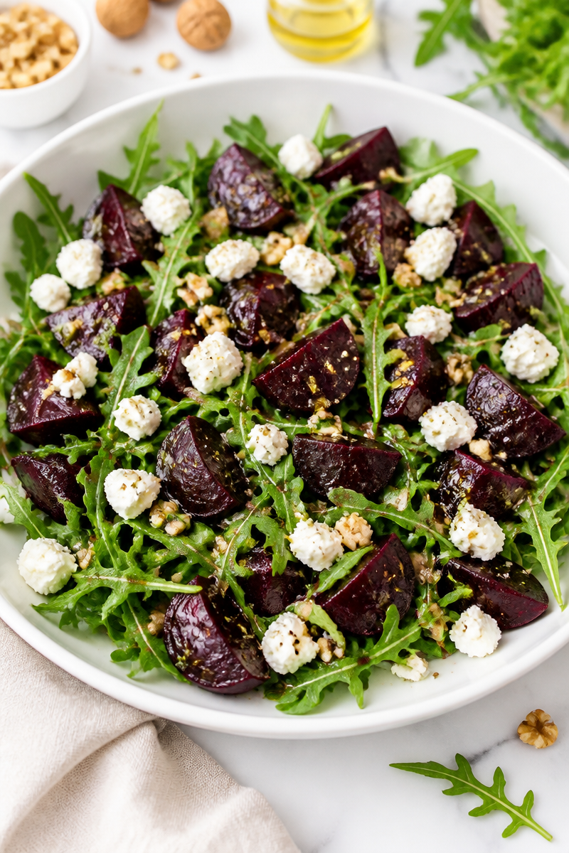 Roasted Beet and Arugula Salad with Goat Cheese