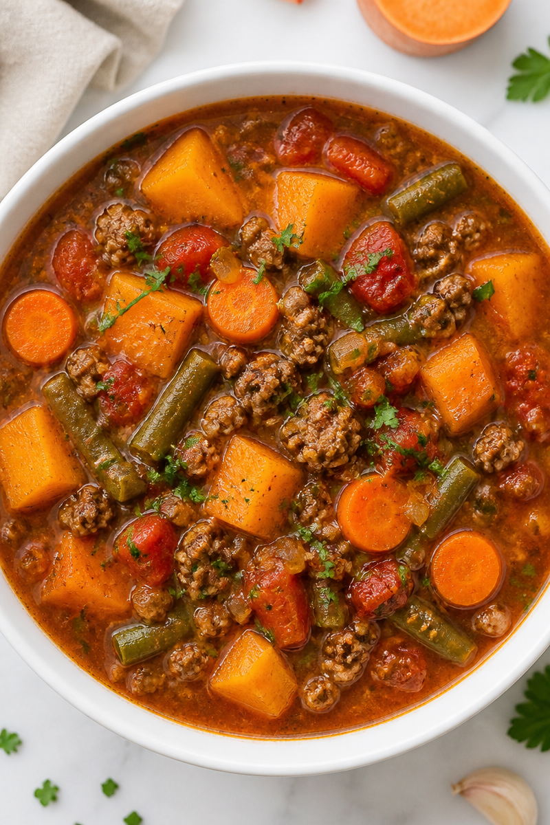 Hearty Minced Beef and Sweet Potato Puchero Soup