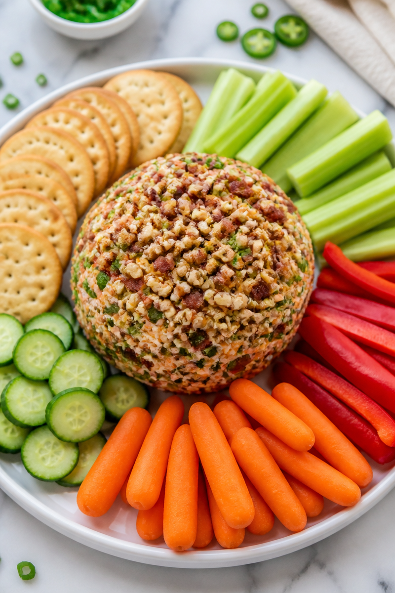 Bacon and Jalapeno Popper Cheese Ball Appetizer