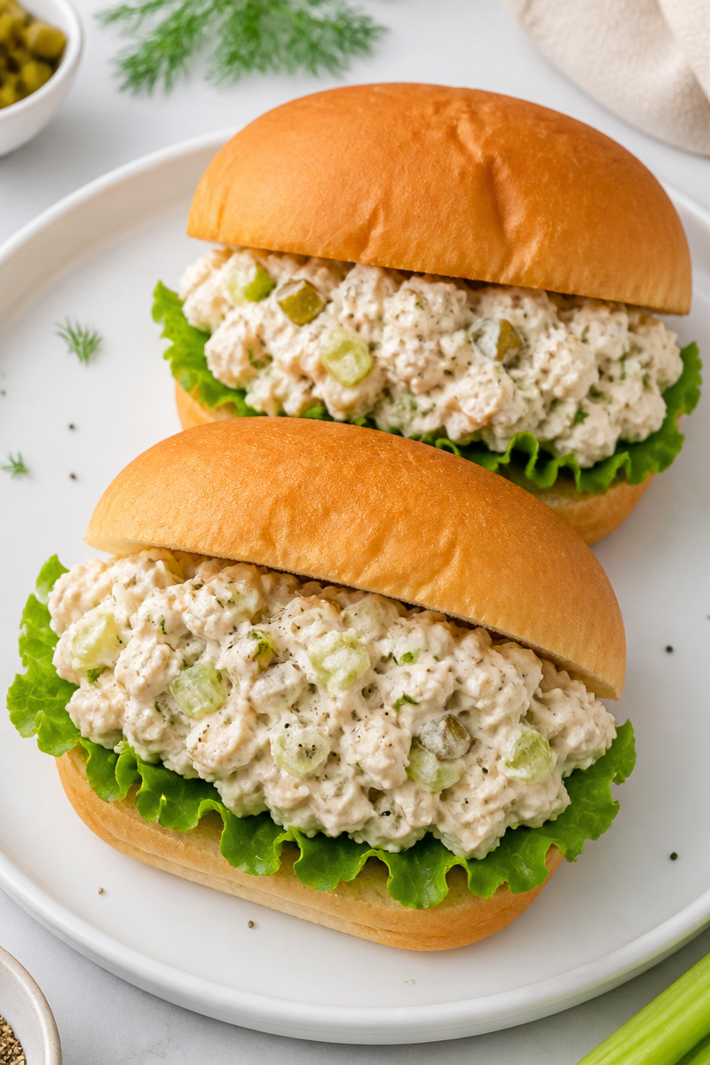 Creamy Dill Pickle Chicken Salad Sandwich
