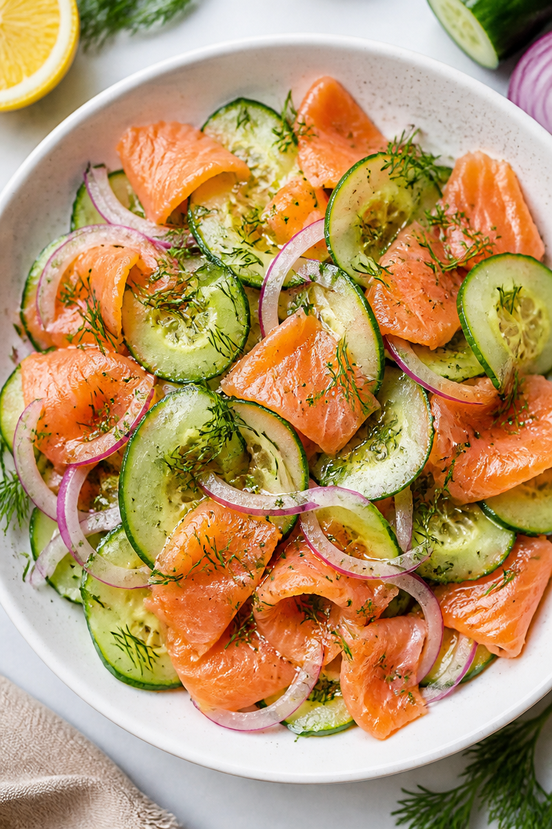 Smoked Salmon and Cucumber Salad with Dill