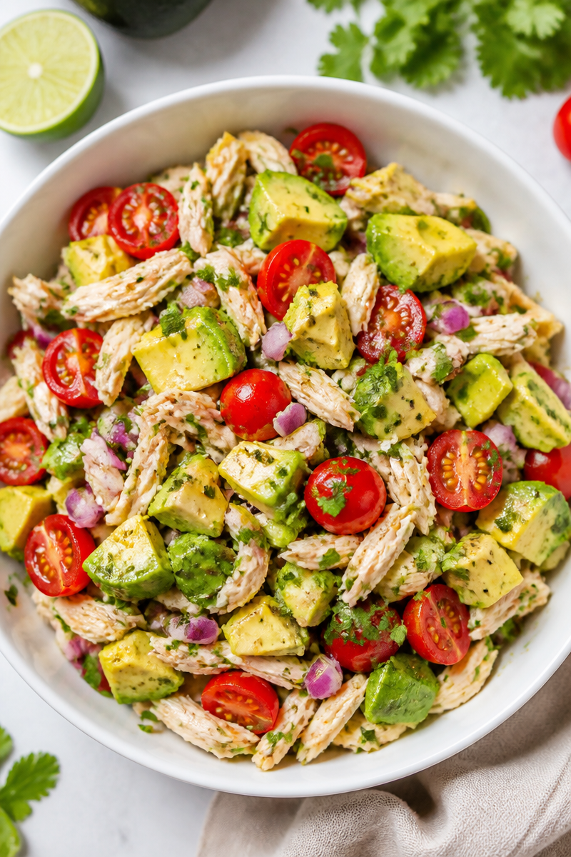 Healthy Avocado Chicken Salad Bowl