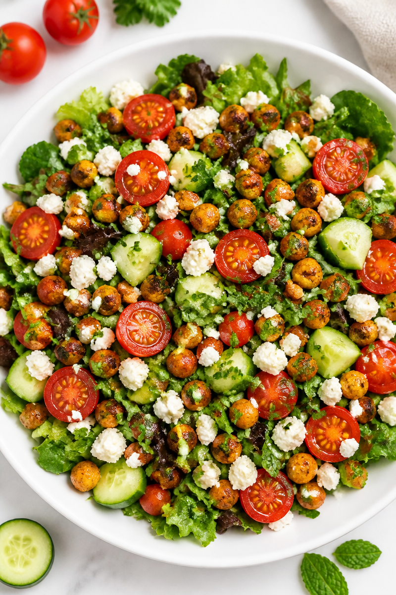 Crispy Roasted Chickpea and Feta Salad